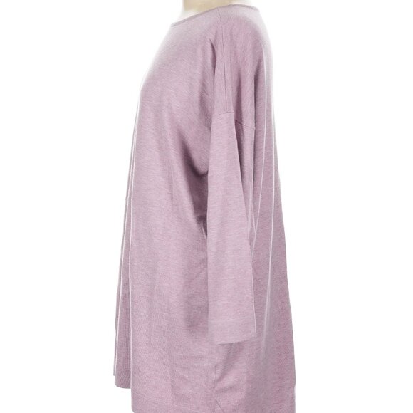 EILEEN FISHER Mauve Ultra Soft Bateau Neck Pullover Long Sweater Size Large - Picture 3 of 5